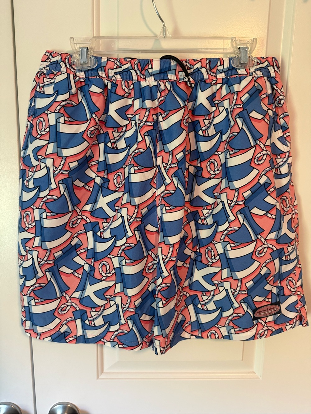 Vineyard Vines Blue, Pink & White Nautical Flag Swim Trunks